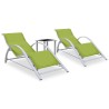 Chaises longues lot de 2 avec table Aluminium Vert 567735567735