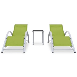 Chaises longues lot de 2 avec table Aluminium Vert 567735567735