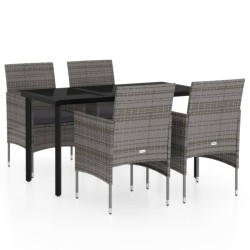 Ensemble à manger de jardin et coussins 5pcs Gris/noir 567739567739