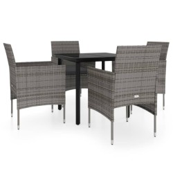Ensemble à manger de jardin et coussins 5pcs Gris/noir 567740567740