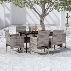 Ensemble à manger de jardin coussins 7pcs Gris et noir 567741567741