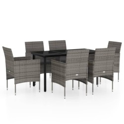Ensemble à manger de jardin coussins 7pcs Gris et noir 567741567741