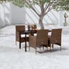 Ensemble à manger de jardin coussins 5 pcs Marron/noir 567743567743