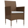 Ensemble à manger de jardin coussins 5 pcs Marron/noir 567743567743