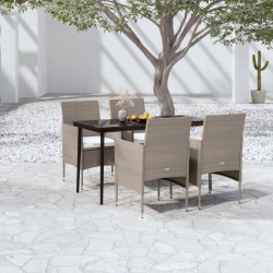 Ensemble à manger de jardin coussins 5 pcs Beige/noir 567745567745