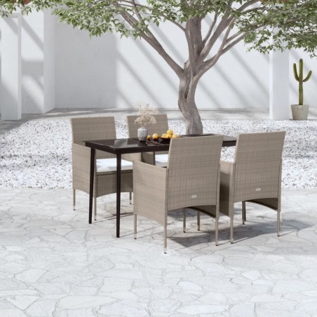 Ensemble à manger de jardin coussins 5 pcs Beige/noir 567745567745