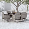 Ensemble à manger de jardin coussins 7pcs Gris et noir 567746567746