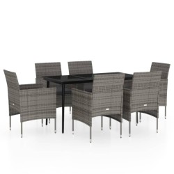 Ensemble à manger de jardin coussins 7pcs Gris et noir 567746567746