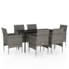 Ensemble à manger de jardin coussins 7pcs Gris et noir 567746567746