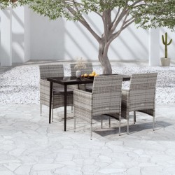 Ensemble à manger de jardin et coussins 5pcs Gris/noir 567747567747