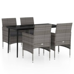Ensemble à manger de jardin et coussins 5pcs Gris/noir 567747567747