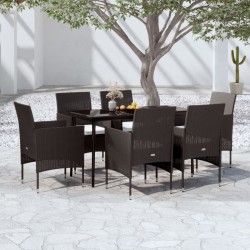 Ensemble à manger de jardin avec coussins 7 pcs Noir 567748567748