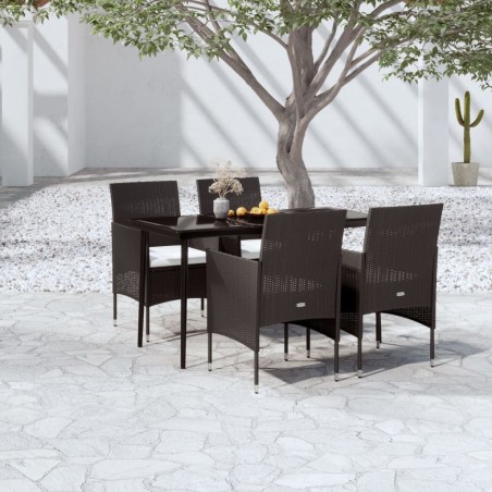 Ensemble à manger de jardin avec coussins 5 pcs Noir 567749567749
