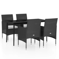 Ensemble à manger de jardin avec coussins 5 pcs Noir 567749567749