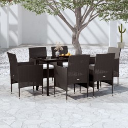 Ensemble à manger de jardin avec coussins 7 pcs Noir 567750567750