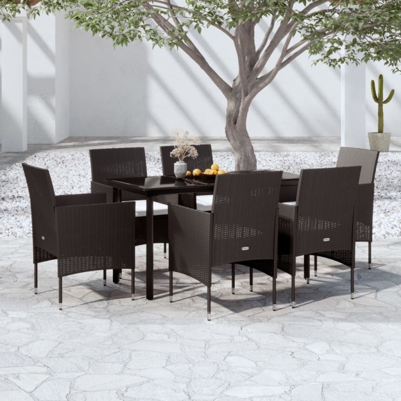 Ensemble à manger de jardin avec coussins 7 pcs Noir 567750567750