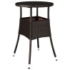 Table de jardin Ø60x75 cm Verre trempé/résine tressée Marron 567751567751