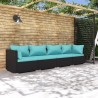 Salon de jardin 4 pcs avec coussins Résine tressée Noir 567756567756