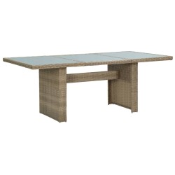 Table à manger Marron 200x100x74 cm Verre et résine tressée 567757567757