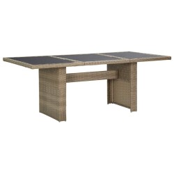 Table à manger Marron 200x100x74 cm Verre et résine tressée 567758567758