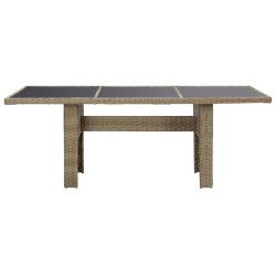 Table à manger Marron 200x100x74 cm Verre et résine tressée 567758567758