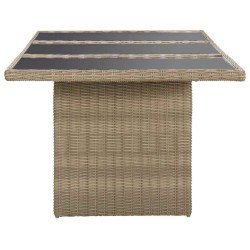 Table à manger Marron 200x100x74 cm Verre et résine tressée 567758567758