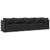 Salon de jardin 4 pcs avec coussins Résine tressée Noir 567759567759