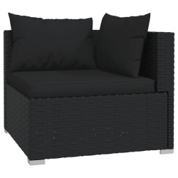 Salon de jardin 4 pcs avec coussins Résine tressée Noir 567759567759