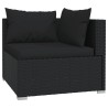 Salon de jardin 4 pcs avec coussins Résine tressée Noir 567759567759
