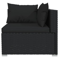 Salon de jardin 4 pcs avec coussins Résine tressée Noir 567759567759
