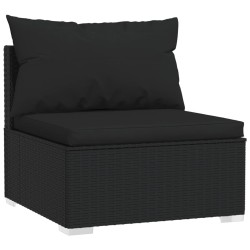 Salon de jardin 4 pcs avec coussins Résine tressée Noir 567759567759