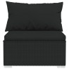 Salon de jardin 4 pcs avec coussins Résine tressée Noir 567759567759