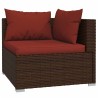 Salon de jardin 5 pcs avec coussins résine tressée marron 567761567761