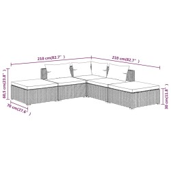 Salon de jardin 5 pcs avec coussins résine tressée marron 567761567761