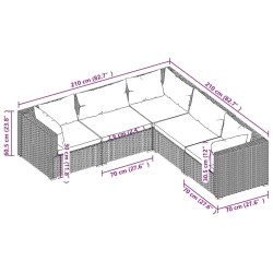 Salon de jardin 5 pcs avec coussins Résine tressée Noir 567762567762
