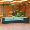 Salon de jardin 5 pcs avec coussins Résine tressée Noir 567763567763