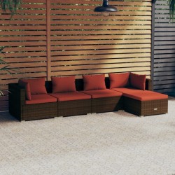 Salon de jardin 5 pcs avec coussins résine tressée marron 567764567764