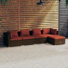 Salon de jardin 5 pcs avec coussins résine tressée marron 567764567764