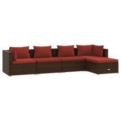 Salon de jardin 5 pcs avec coussins résine tressée marron 567764567764
