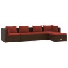 Salon de jardin 5 pcs avec coussins résine tressée marron 567764567764