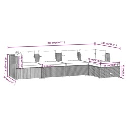 Salon de jardin 5 pcs avec coussins résine tressée marron 567764567764