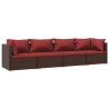Salon de jardin 4 pcs avec coussins Résine tressée Marron 567765567765