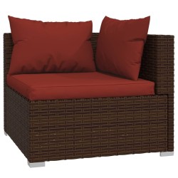 Salon de jardin 4 pcs avec coussins Résine tressée Marron 567765567765
