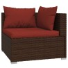 Salon de jardin 4 pcs avec coussins Résine tressée Marron 567765567765