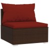 Salon de jardin 4 pcs avec coussins Résine tressée Marron 567765567765