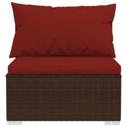 Salon de jardin 4 pcs avec coussins Résine tressée Marron 567765567765