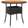 Table de jardin Ø80x75 cm Résine tressée et bois d'acacia Noir 567767567767