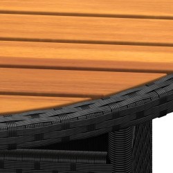 Table de jardin Ø80x75 cm Résine tressée et bois d'acacia Noir 567767567767