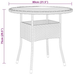 Table de jardin Ø80x75 cm Résine tressée et bois d'acacia Noir 567767567767
