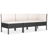 Salon de jardin 3 pcs avec coussins Résine tressée Noir 567774567774